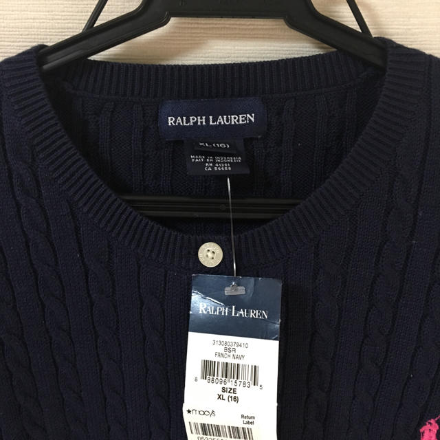 Ralph Lauren(ラルフローレン)のラルフローレン カーディガン ネイビー XL S キッズ/ベビー/マタニティのキッズ服女の子用(90cm~)(カーディガン)の商品写真