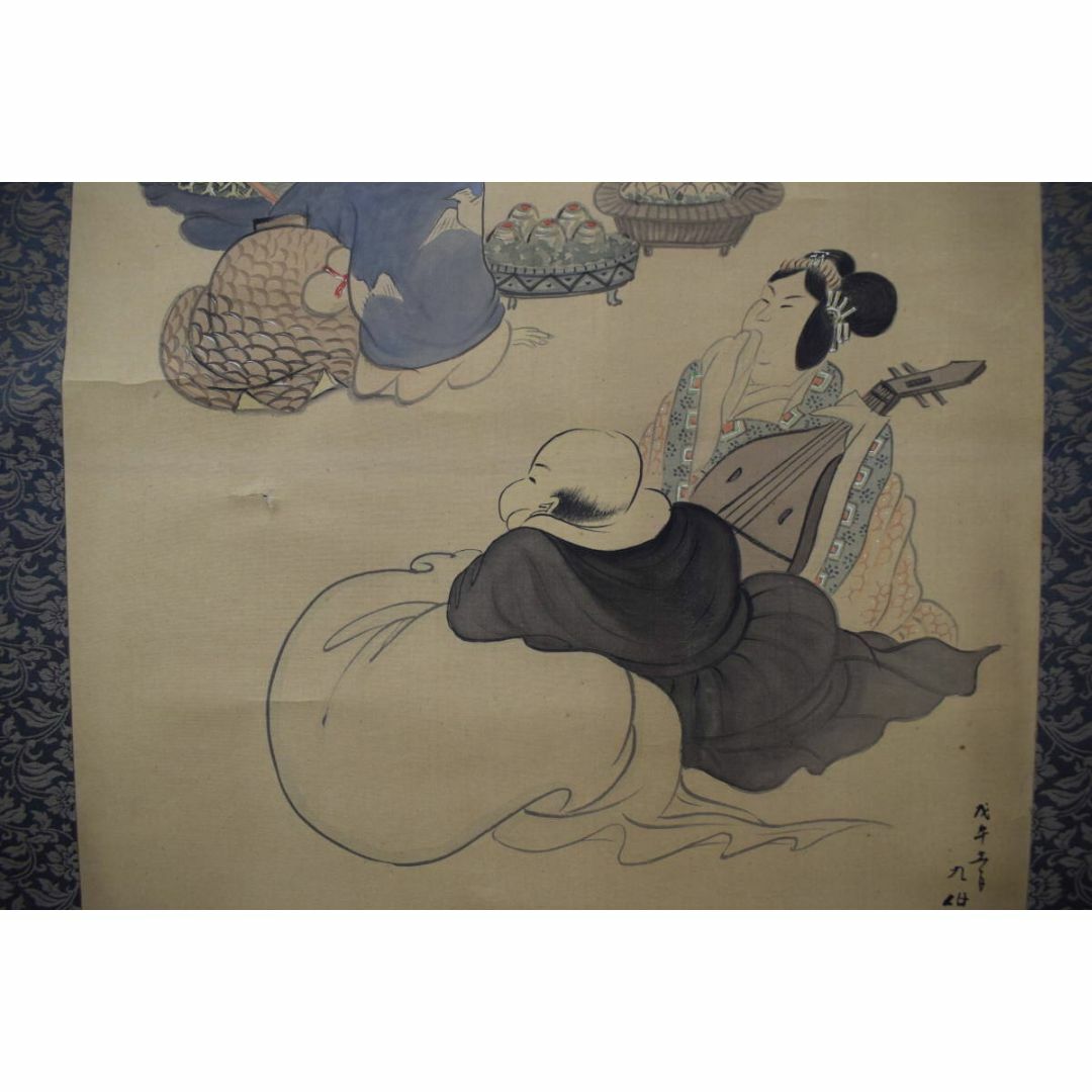 九伯/七福神之図/掛軸☆宝船☆Z-299の通販 by 掛軸✩宝船✩'s 九伯/七福神之図/掛軸☆宝船☆Z-299の通販 by 掛軸✩宝船✩'s