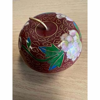 美術　清代　七宝　金彩　林檎形盒子　七宝焼　蓋物(その他)
