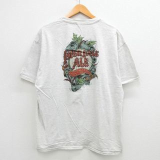 ヘインズ(Hanes)のXL★古着 ヘインズ Hanes 半袖 ビンテージ Tシャツ メンズ 90年代 90s マンハッタンビーチ コットン クルーネック 薄グレー 霜降り 24jul01 中古(Tシャツ/カットソー(半袖/袖なし))