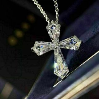 423 シルバー クロス ネックレス s925 czダイヤモンド 十字架 韓国(ネックレス)