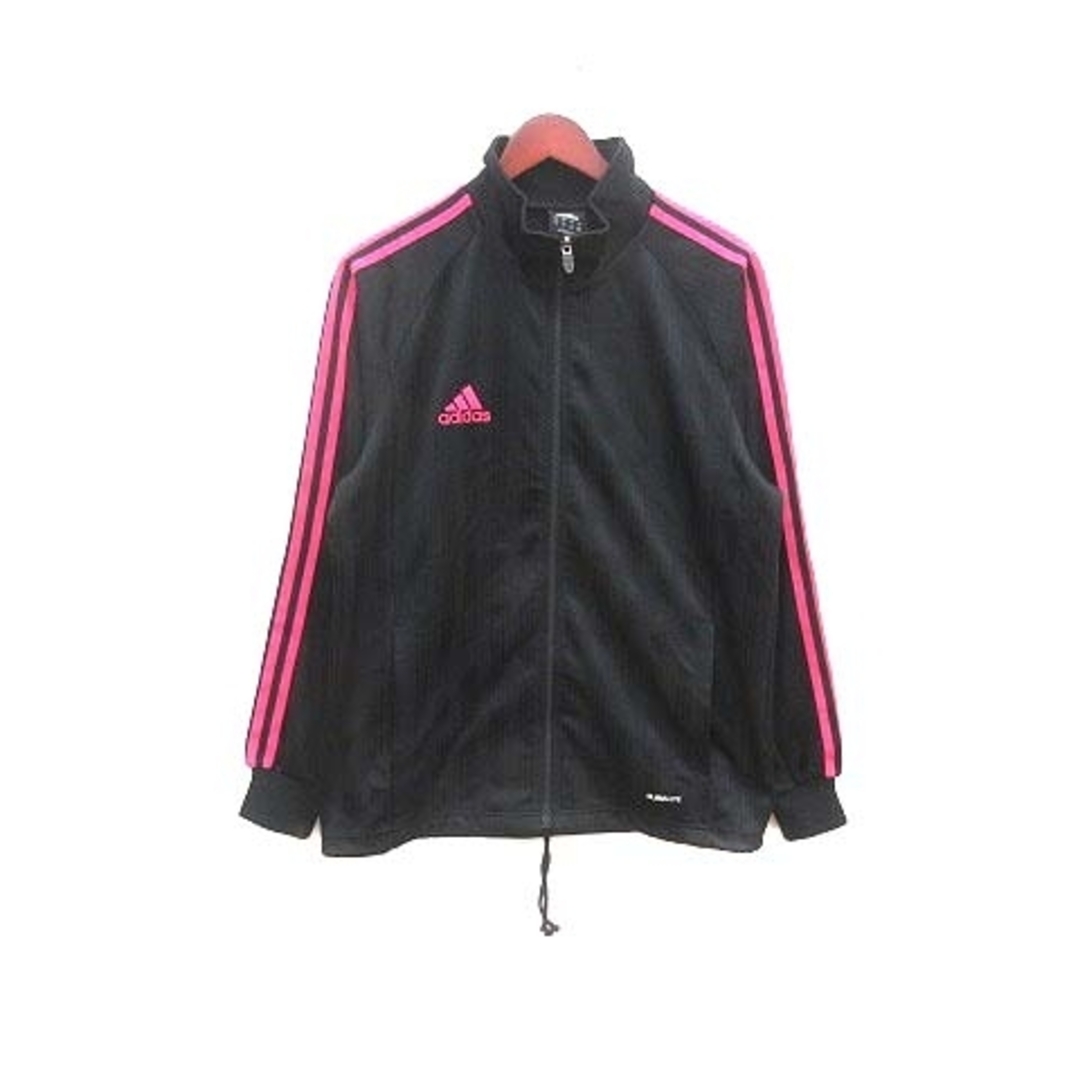 adidas ジャージジャケット くさ 黒 ピンクストライプ adidas ジャージジャケット くさ 黒 ピンクストライプ