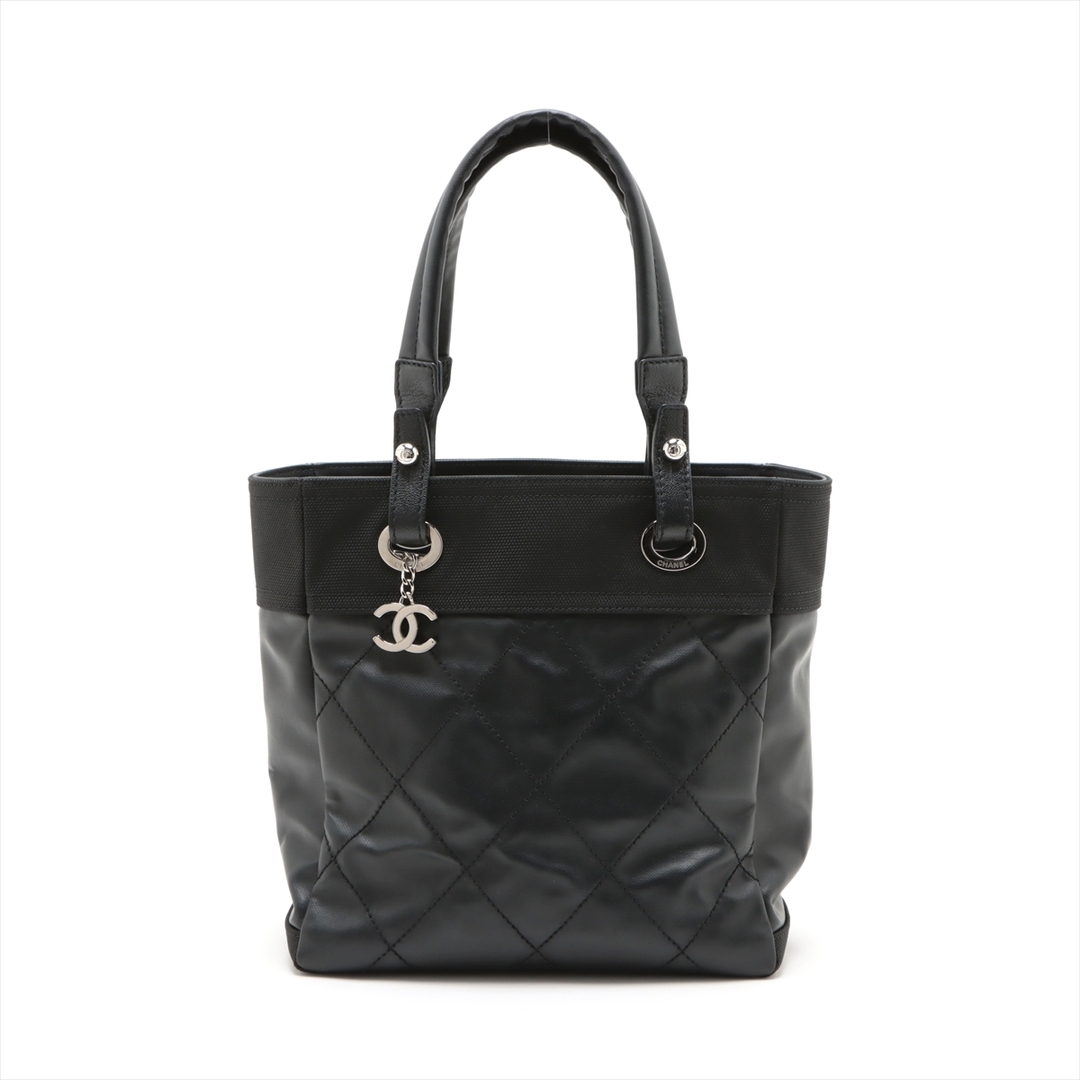 CHANEL - シャネル  コーティングキャンバス  ブラック レディース トートバッグ