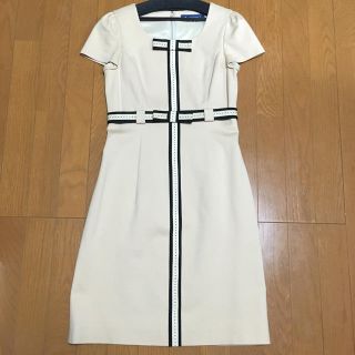 エムズグレイシー(M'S GRACY)の♡美品 バイカラーリボン上品ワンピース♡(ひざ丈ワンピース)