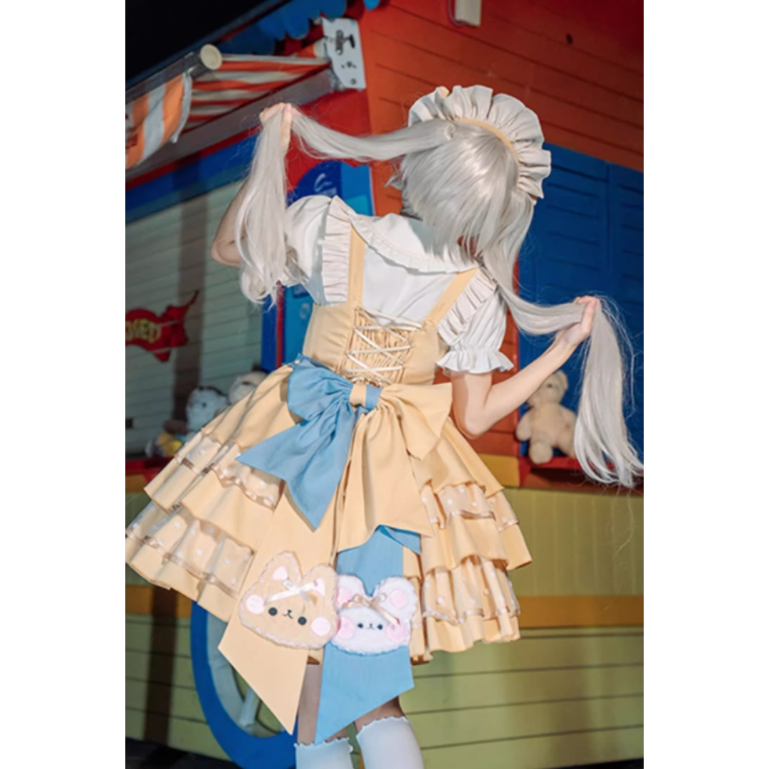【栀】L01112 lolita オリジナル 洋服 ロリータ jskだけ オリジナル lolita 洋服 ロリータ JSK ブルー L120#