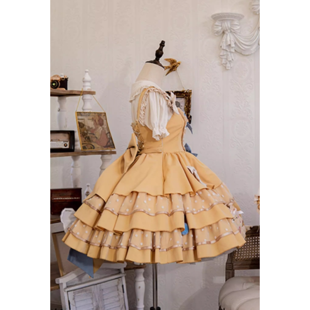 【栀】L01112 lolita オリジナル 洋服 ロリータ jskだけ オリジナル lolita 洋服 ロリータ JSK ブルー L120#