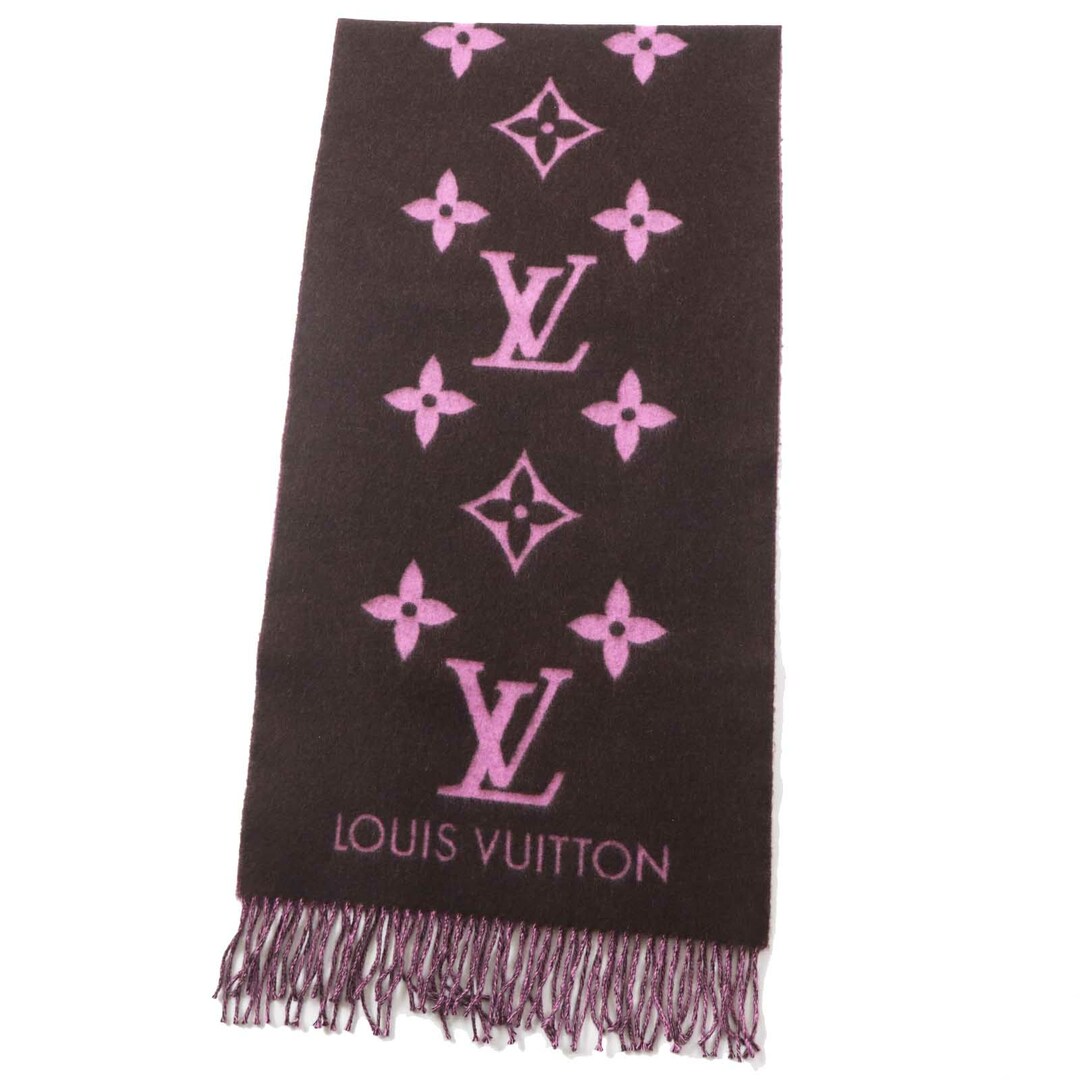 LOUIS VUITTON - 美品◎LOUIS VUITTON ルイヴィトン 19年製 M73665 エシャルプ レイキャビック カシミヤ100％ モノグラム柄 マフラー ブラウン ピンク イギリス製 正規品 レディース