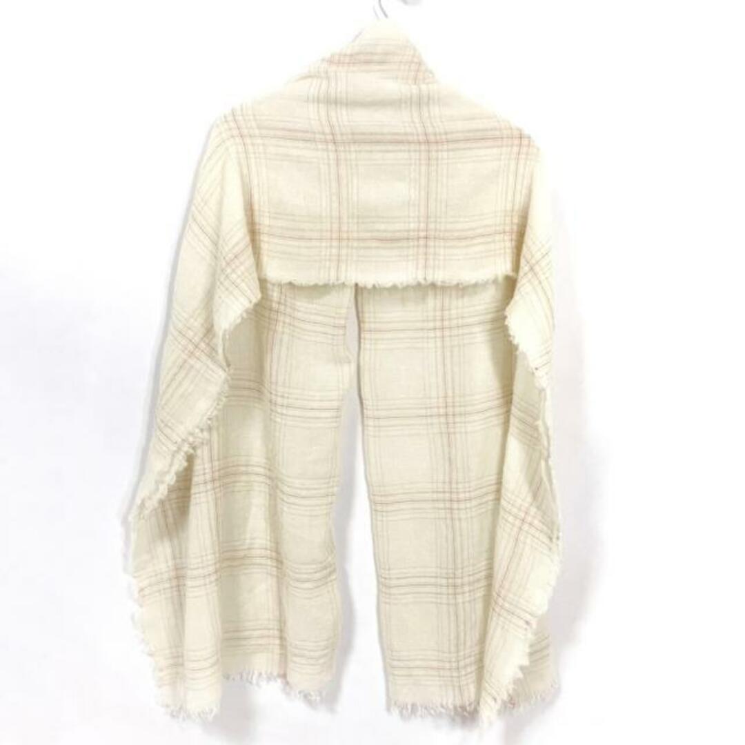 Faliero Sarti - Falierosarti(ファリエロサルティ) ストール(ショール)新品同様 - アイボリー×レッド×ベージュ チェック柄 ウール×ナイロン×レーヨン×シルク Faliero Sarti - Falierosarti(ファリエロサルティ) ストール(ショール)新品同様 - アイボリー×レッド×ベージュ チェック柄 ウール×ナイロン×レーヨン×シルク
