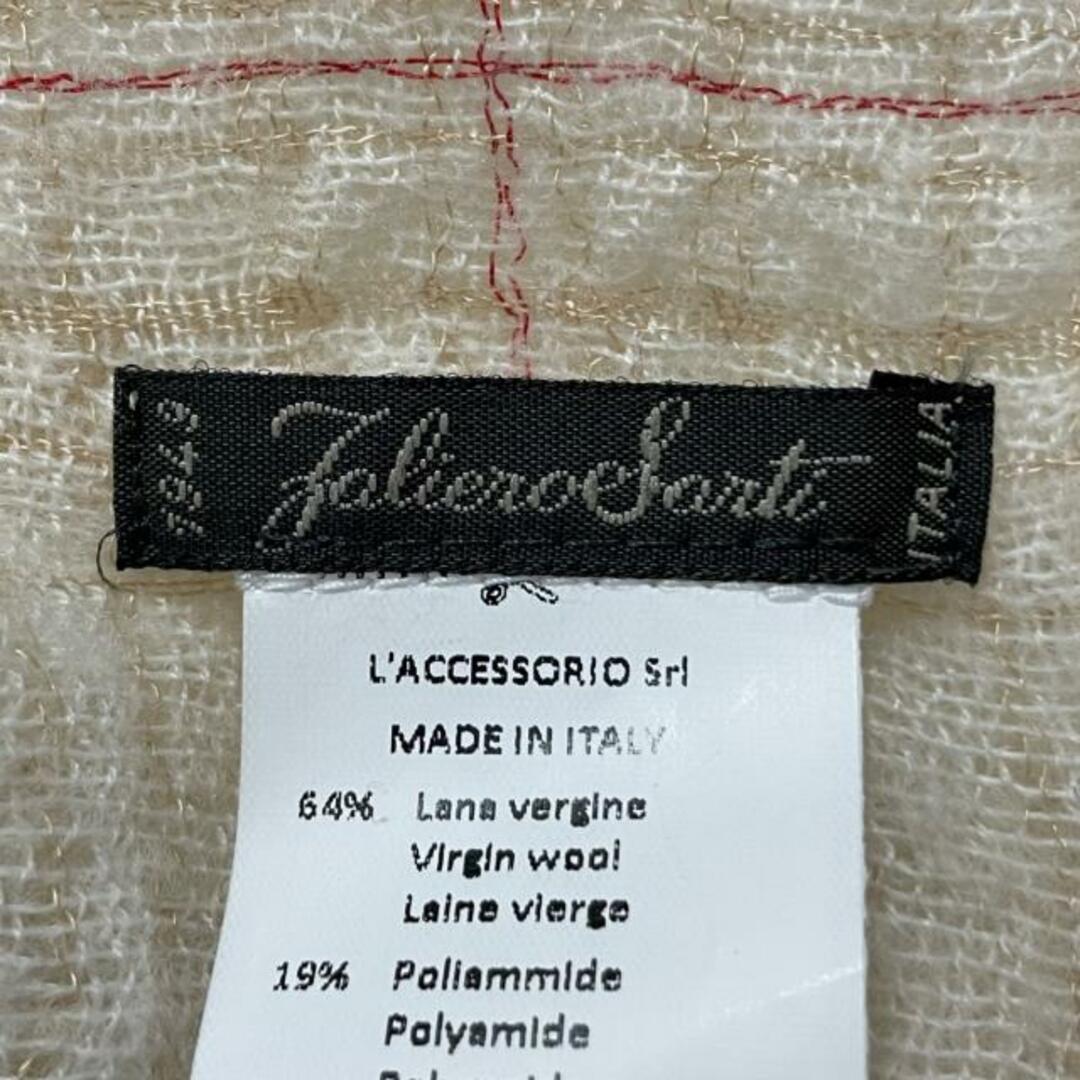 Faliero Sarti - Falierosarti(ファリエロサルティ) ストール(ショール)新品同様 - アイボリー×レッド×ベージュ チェック柄 ウール×ナイロン×レーヨン×シルク Faliero Sarti - Falierosarti(ファリエロサルティ) ストール(ショール)新品同様 - アイボリー×レッド×ベージュ チェック柄 ウール×ナイロン×レーヨン×シルク