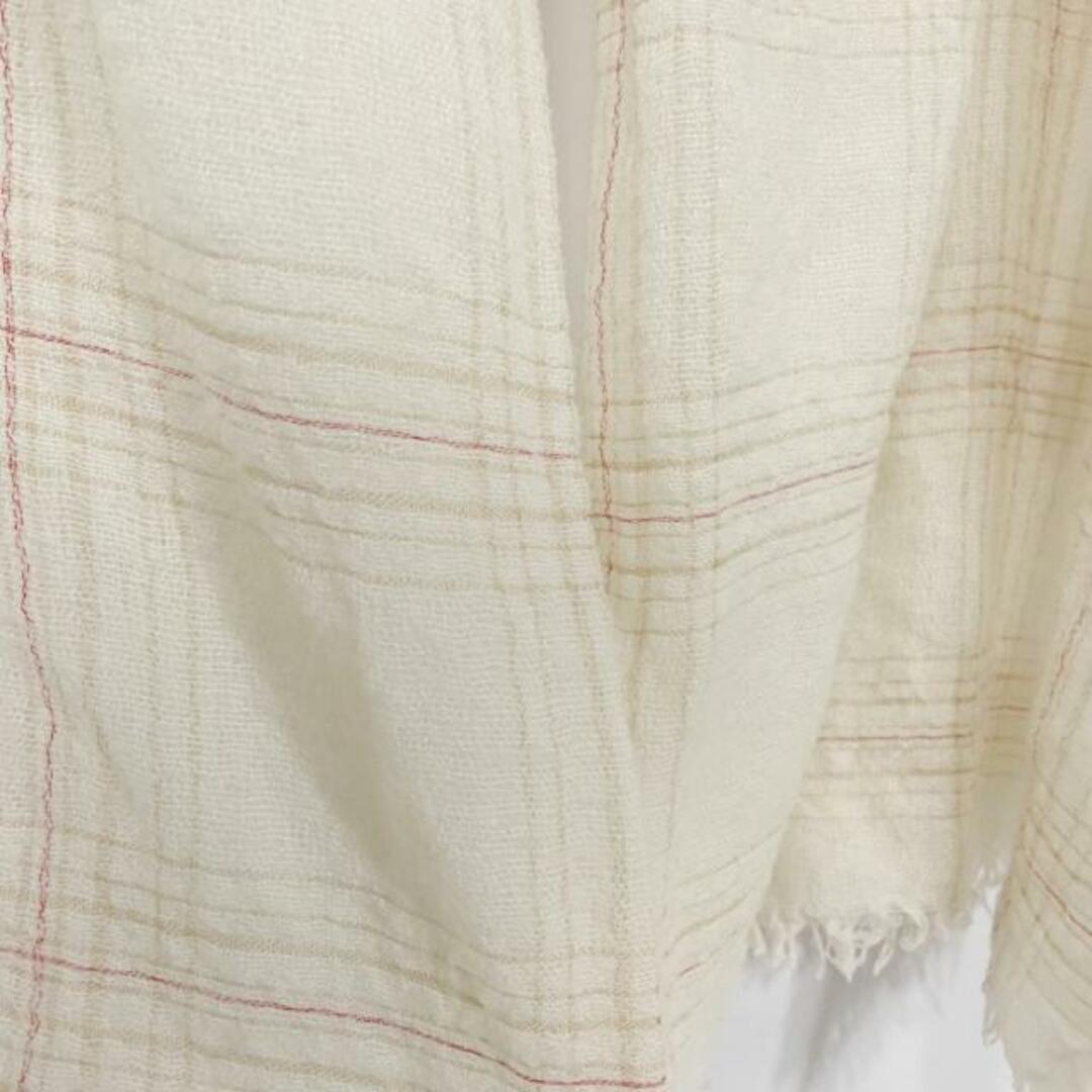 Faliero Sarti - Falierosarti(ファリエロサルティ) ストール(ショール)新品同様 - アイボリー×レッド×ベージュ チェック柄 ウール×ナイロン×レーヨン×シルク Faliero Sarti - Falierosarti(ファリエロサルティ) ストール(ショール)新品同様 - アイボリー×レッド×ベージュ チェック柄 ウール×ナイロン×レーヨン×シルク