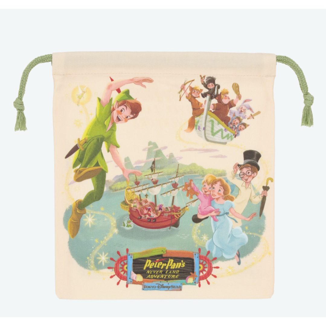 Disney(ディズニー)のファンタジースプリングス (ピーターパンのネバーランドアドベンチャー)巾着袋 エンタメ/ホビーのおもちゃ/ぬいぐるみ(キャラクターグッズ)の商品写真