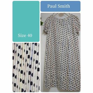 ポールスミス(Paul Smith)の【Paul Smith】ポールスミス　ワンピース　半袖　ドット　サイズ40 L(ひざ丈ワンピース)