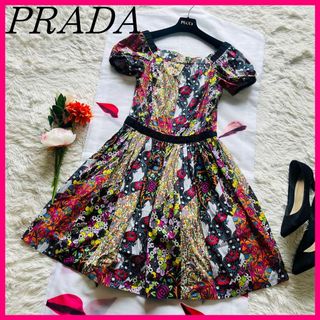 PRADA プラダ パフスリーブ ワンピース フレア ドレス
