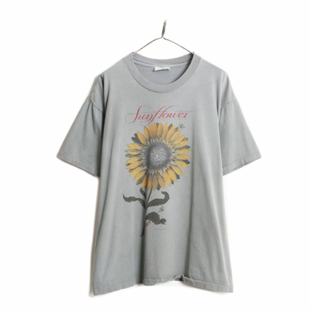 90s USA製 ひまわり アート イラスト プリント Tシャツ メンズ 90s USA製 ひまわり アート イラスト プリント Tシャツ メンズ