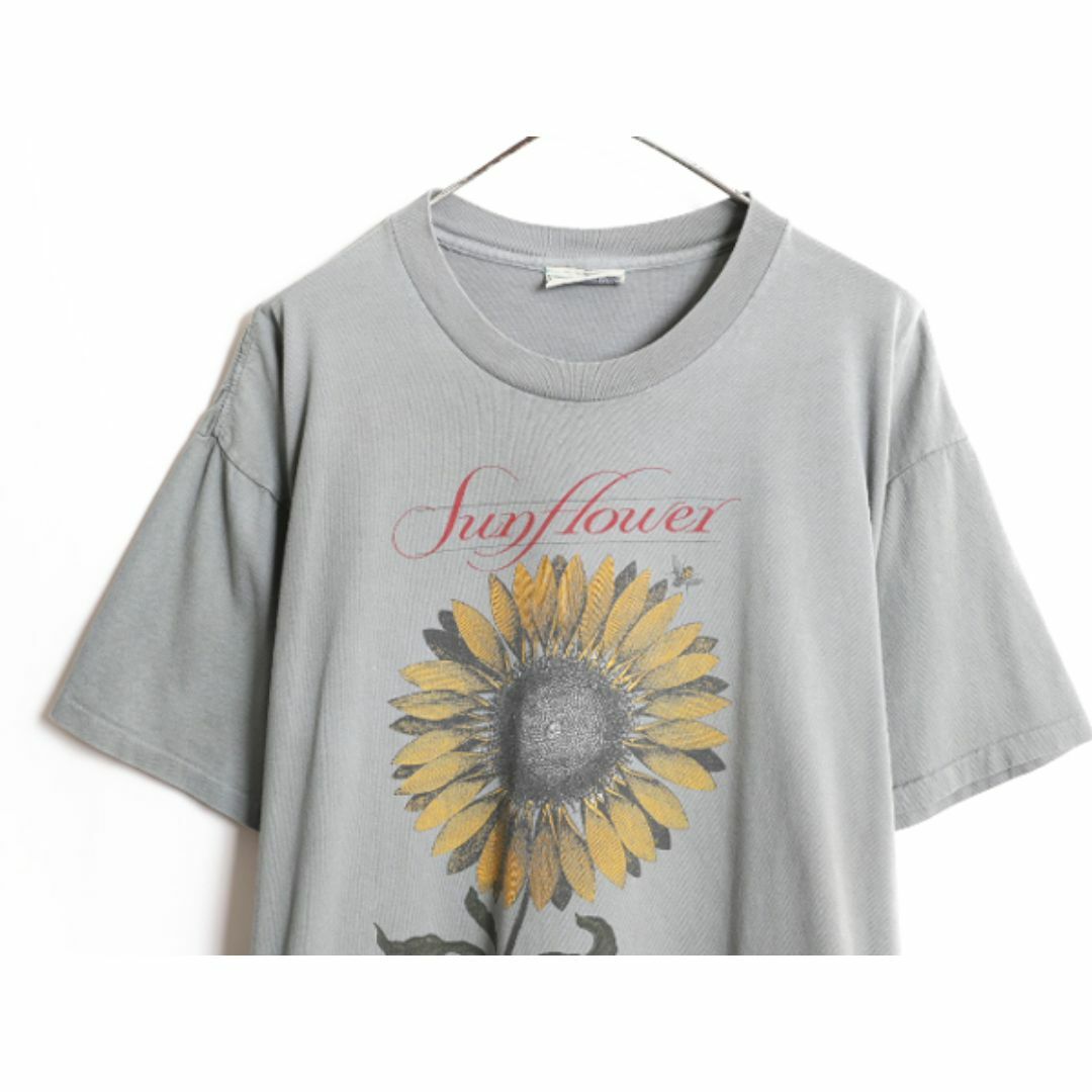 90s USA製 ひまわり アート イラスト プリント Tシャツ メンズ 90s USA製 ひまわり アート イラスト プリント Tシャツ メンズ