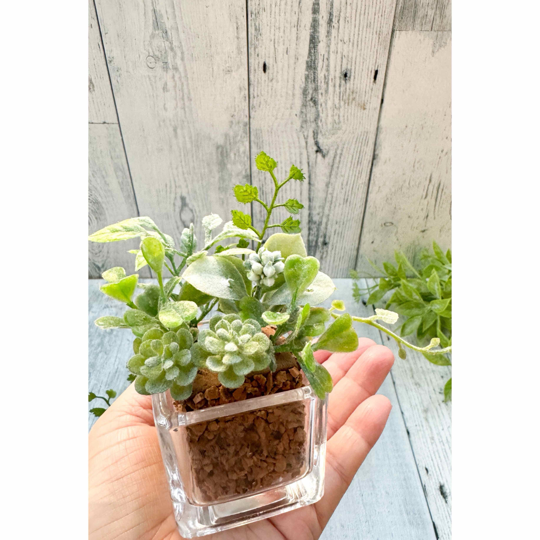 再販ガラスポットbフェイクグリーン寄せ植え風アレンジ 再販ガラスポットbフェイクグリーン寄せ植え風アレンジ