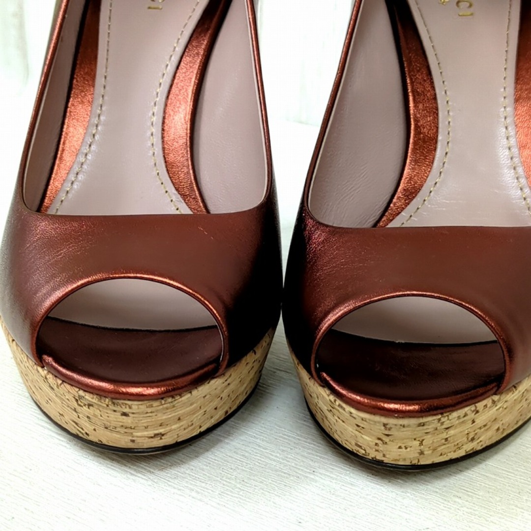 グッチ GUCCI パンプス レザー オープントゥ ハイヒール 厚底 37 グッチ GUCCI パンプス レザー オープントゥ ハイヒール 厚底 37