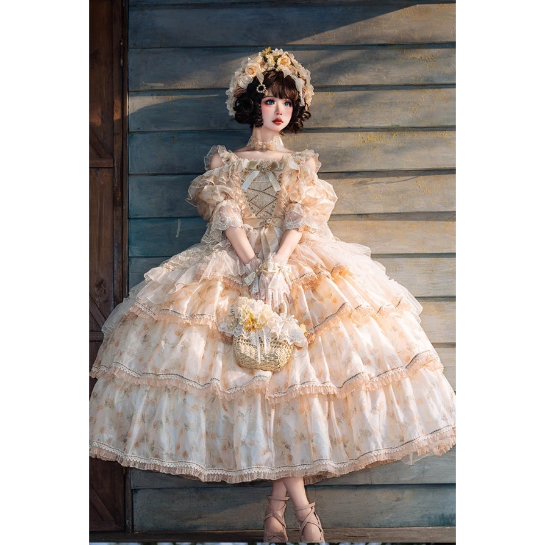 オリジナル lolita【玫瑰花信】華麗な花嫁 プリンセス ドレス　L173＃