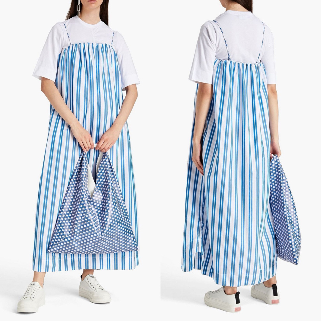 GANNI ストライプ マキシ Tシャツ ドレス 【関税込】 GANNI ストライプ ワンピース