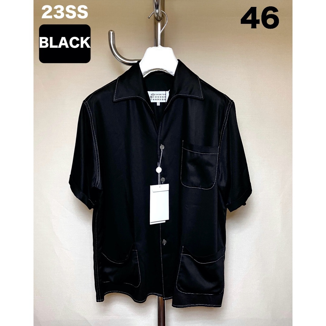 Maison Margiela（旧Maison Martin Margiela） - 新品 46 マルジェラ 23ss オープンカラー 開襟 シャツ 黒 4678