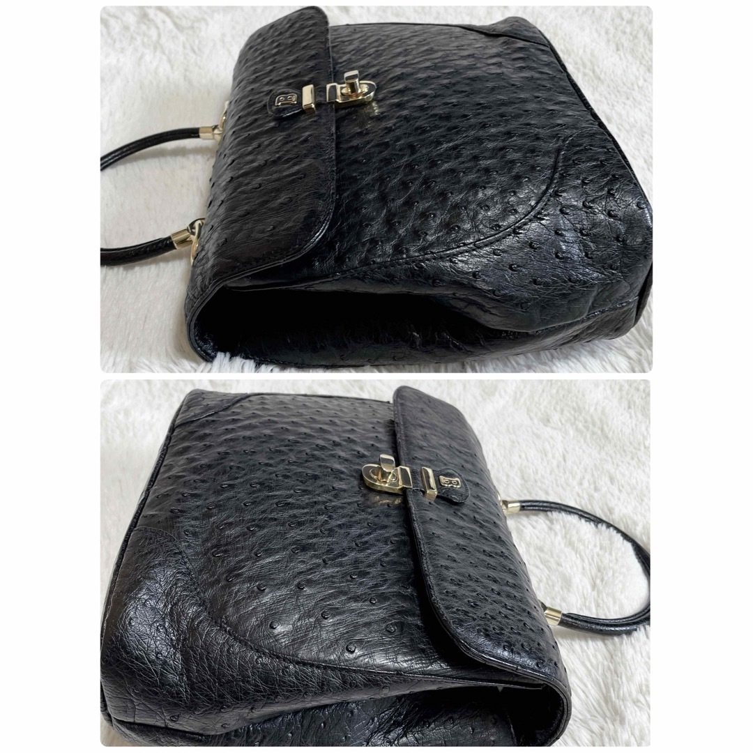 Bally - 美品 BALLY バリー Bロゴ オーストリッチ ハンドバッグ Bally - 美品 BALLY バリー Bロゴ オーストリッチ ハンドバッグ
