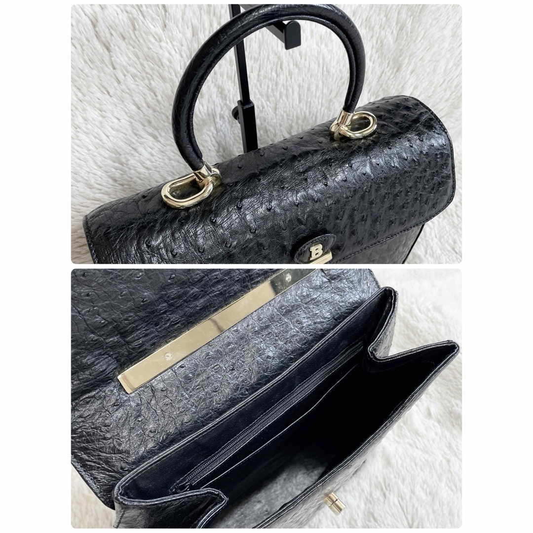 Bally - 美品 BALLY バリー Bロゴ オーストリッチ ハンドバッグ Bally - 美品 BALLY バリー Bロゴ オーストリッチ ハンドバッグ