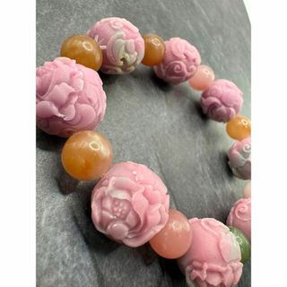 塩源瑪瑙 お花 ブレスレット 16mm前後 天然石 瑪瑙 メノウの通販 塩源瑪瑙 お花 ブレスレット 16mm前後 天然石 瑪瑙 メノウの通販
