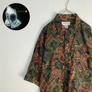 ヴィンテージ(VINTAGE)のヴィンテージ　半袖シャツ　シルク100％　絹　総柄　L　XL相当　90s　00s(シャツ)