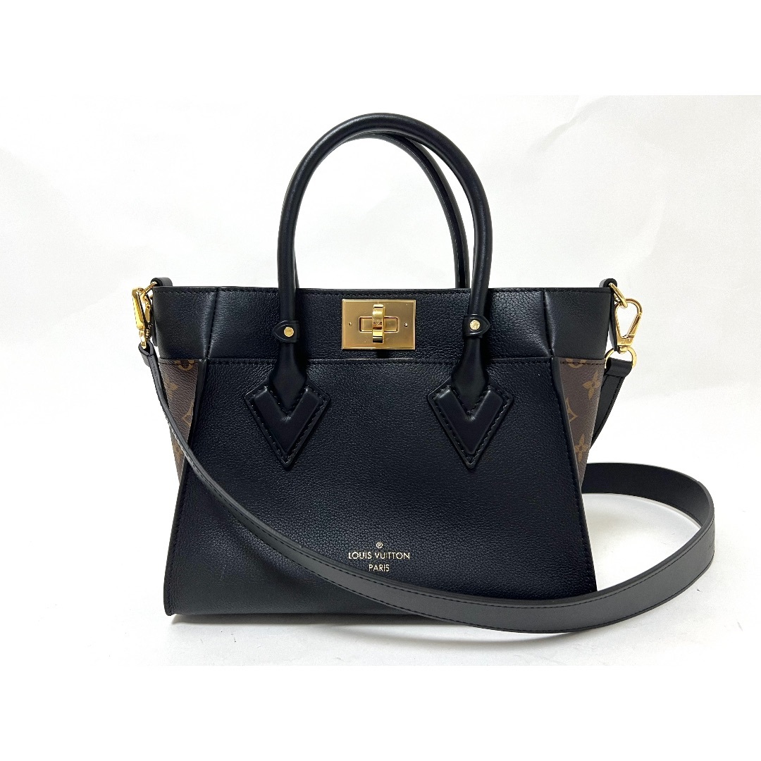 LOUIS VUITTON - LOUIS VUITTON ルイウ゛ィトン モノグラム カーフレザー オンマイサイドPM 2WAYバッグ ショルダーバッグ ハンドバッグ レザー ブラック ノワール M57728 超美品