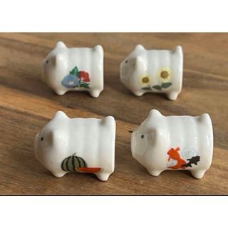 【新品】豚の蚊取り線香の箸置き(4つ)(食器)