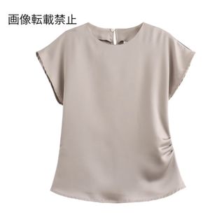 🐚7月新作🏖️14722◆サテン ブラウス カットソー(シャツ/ブラウス(半袖/袖なし))