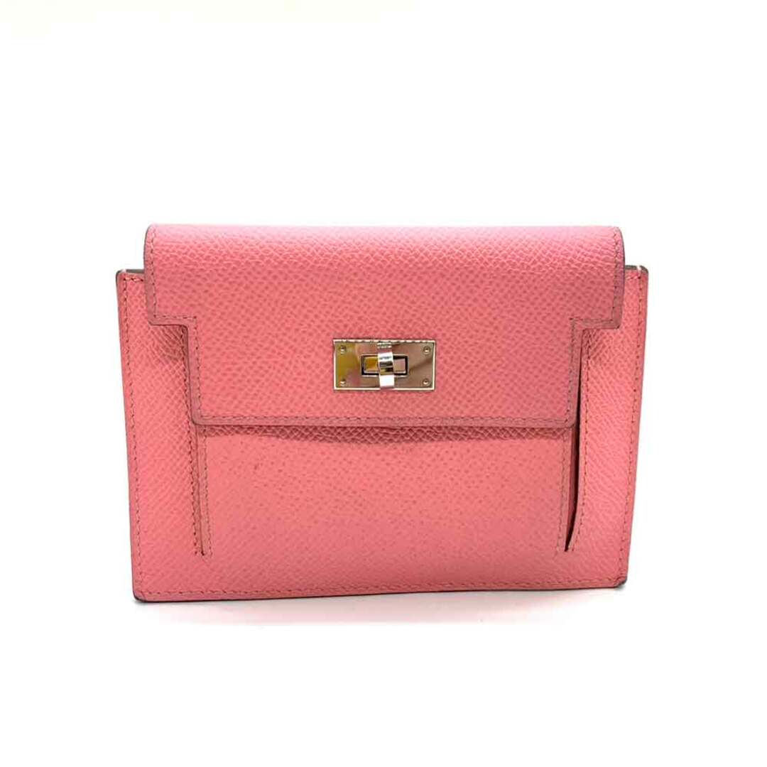 HERMES - エルメス ケリーポケットコンパクト ピンク コインケース ミニ財布 ABランク ヴォーエプソン 中古