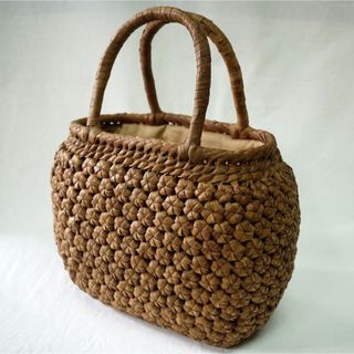 【特選】山葡萄（やまぶどう）かごバッグ 最高級 天然素材 六角花編 B8(かごバッグ/ストローバッグ)