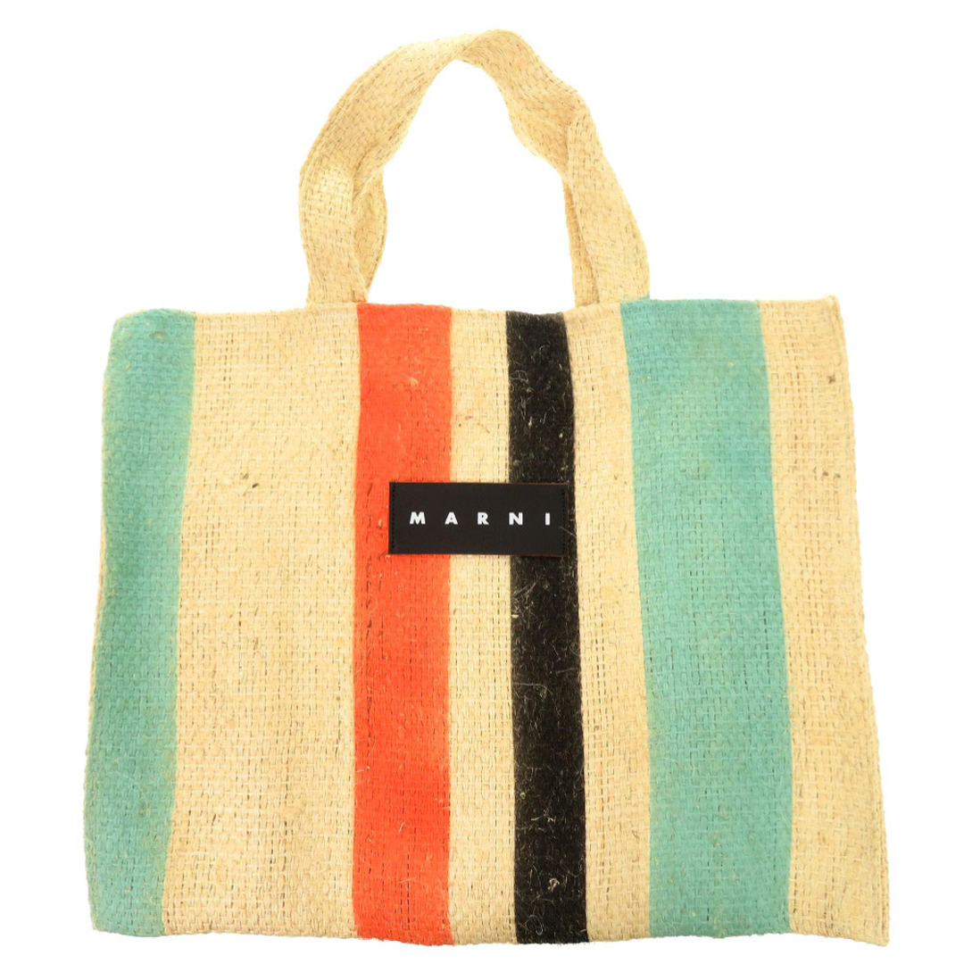 MARNI - 美品 マルニ マーケット ストライプ ストロー ベージュ MARNI - 美品 マルニ マーケット ストライプ ストロー ベージュ