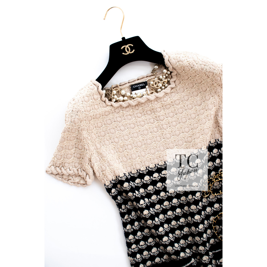 CHANEL - 41万 シャネル ワンピース CHANEL ベージュ ネイビー CHANEL - 41万 シャネル ワンピース CHANEL ベージュ ネイビー