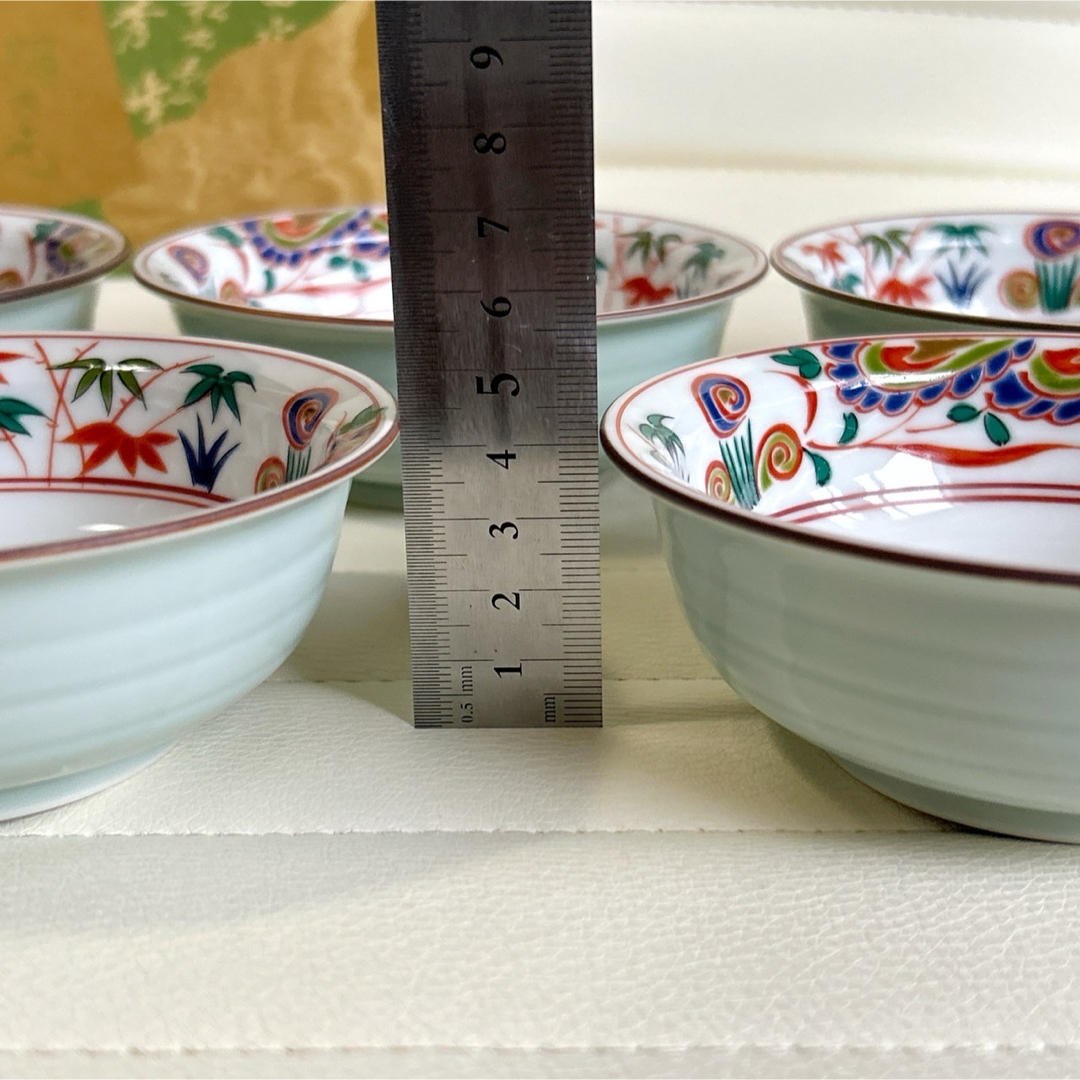 有田焼 - 有田焼 彌右衛門窯 赤絵 青磁 小鉢揃 5枚セット 取り皿 有田焼 - 有田焼 彌右衛門窯 赤絵 青磁 小鉢揃 5枚セット 取り皿