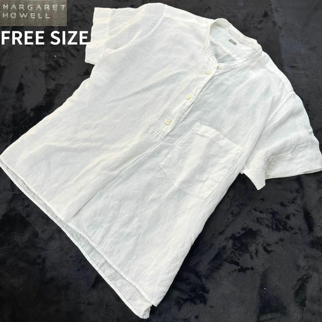 マーガレットハウエル✨リネン100%ブラウス ホワイト FREE SIZE マーガレットハウエル✨リネン100%ブラウス ホワイト FREE SIZE