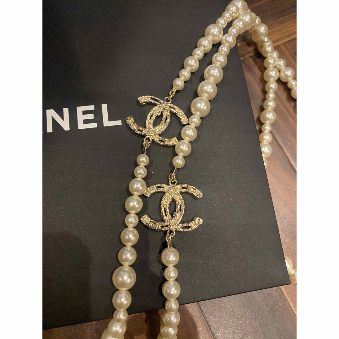 CHANEL - CHANELシャネルロングパールネックレス美品 CHANEL - CHANELシャネルロングパールネックレス美品