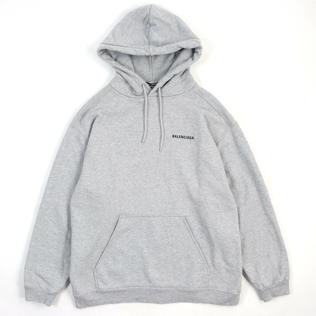 BALENCIAGA - 美品△BALENCIAGA バレンシアガ 2021年製 600583 コットン100％ WARDROBE バックロゴ プルオーバー パーカー グレー M 正規品 メンズ オススメ◎