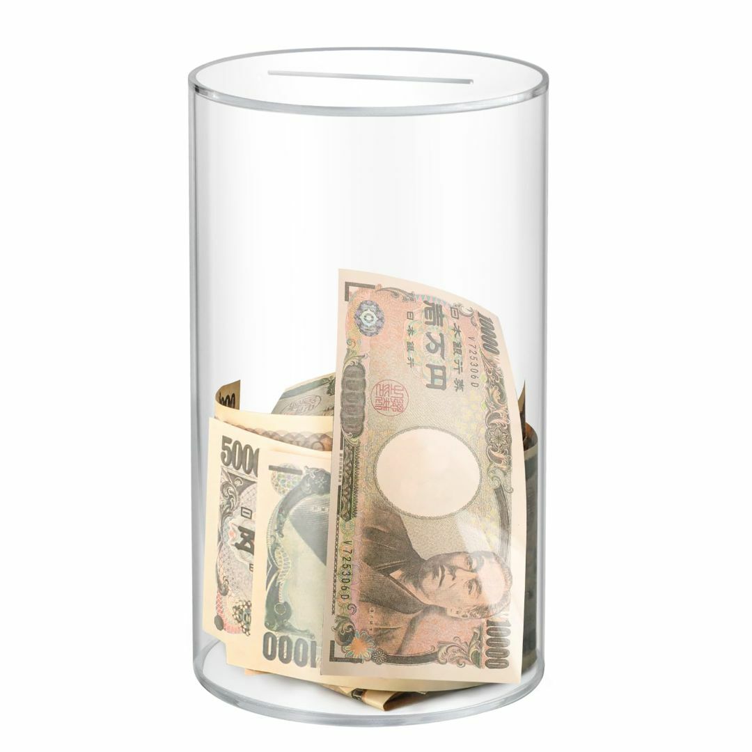 サイズ:12cm*20cm】円筒形の透明な貯金箱|開けられない貯金箱 サイズ:12cm*20cm】円筒形の透明な貯金箱|開けられない貯金箱