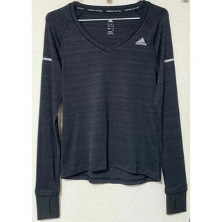 アディダス(adidas)のアディダス レディース ランニングウェア ストレッチ 長袖 ブラックM  (トレーナー/スウェット)