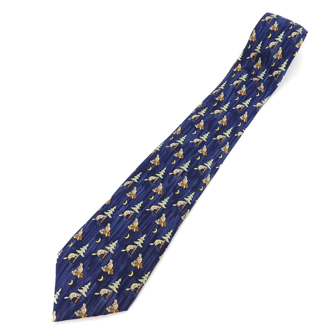 HERMES - 【中古】 エルメス ネクタイ シルク ネイビー ビーバー HERMES - 【中古】 エルメス ネクタイ シルク ネイビー ビーバー