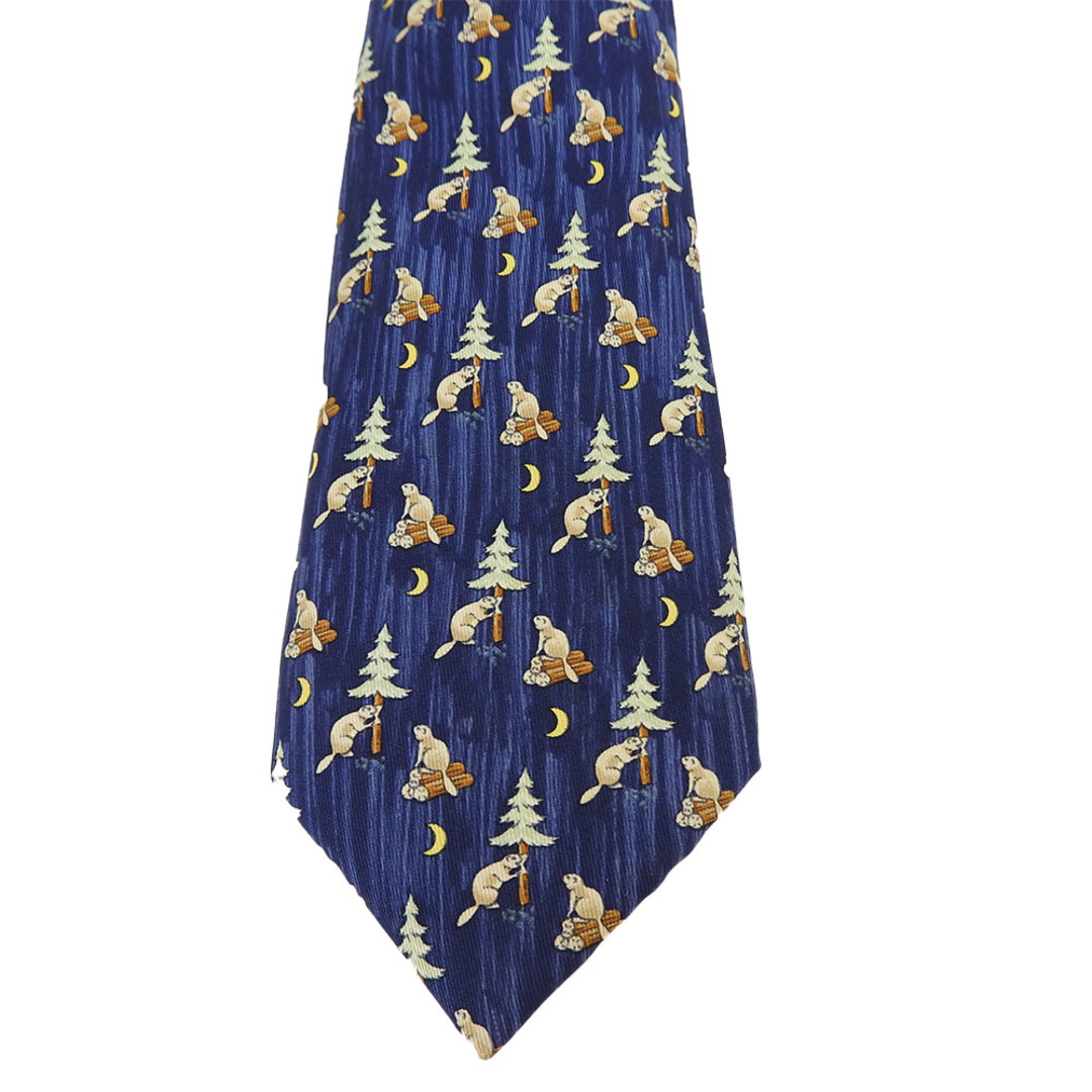 HERMES - 【中古】 エルメス ネクタイ シルク ネイビー ビーバー HERMES - 【中古】 エルメス ネクタイ シルク ネイビー ビーバー