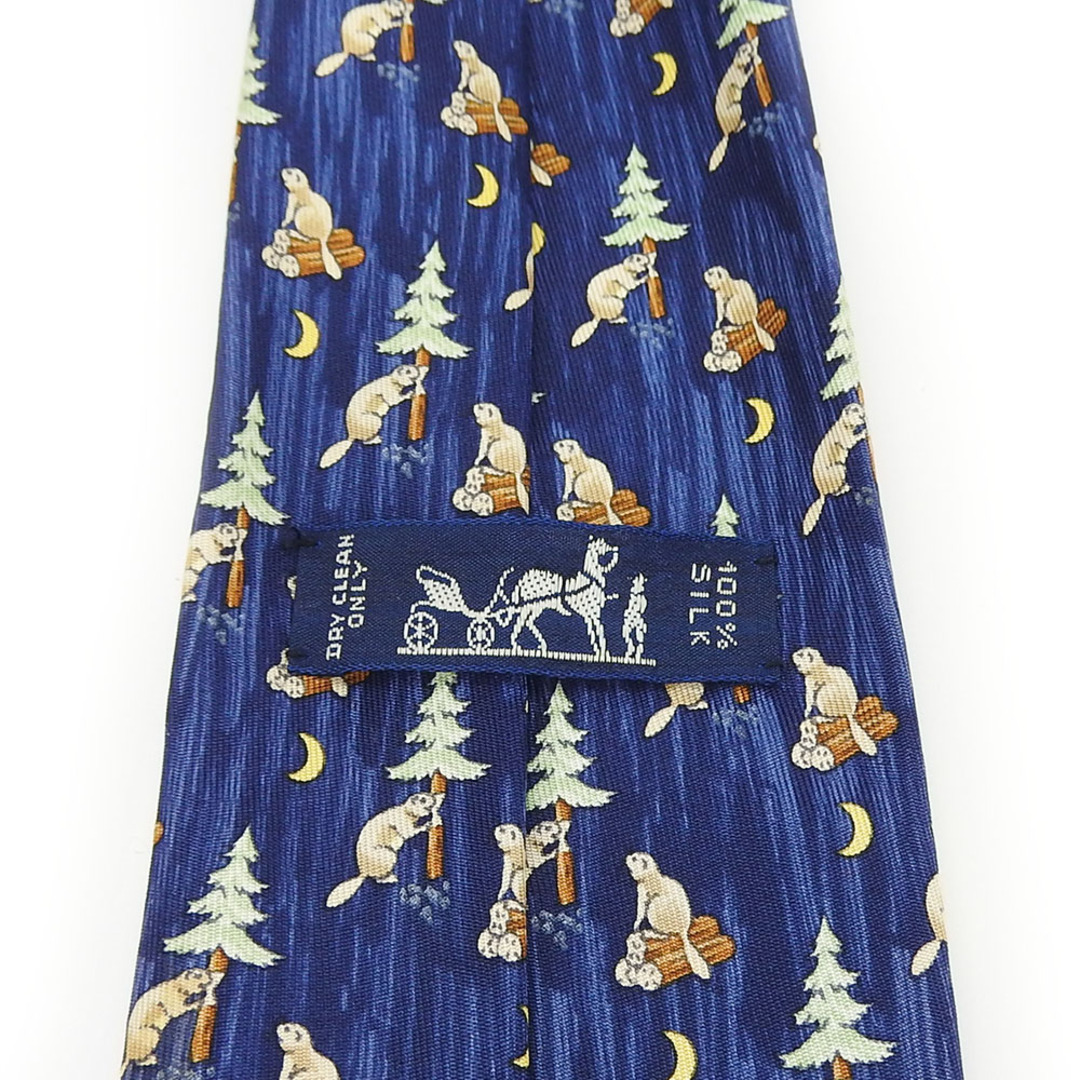 HERMES - 【中古】 エルメス ネクタイ シルク ネイビー ビーバー HERMES - 【中古】 エルメス ネクタイ シルク ネイビー ビーバー