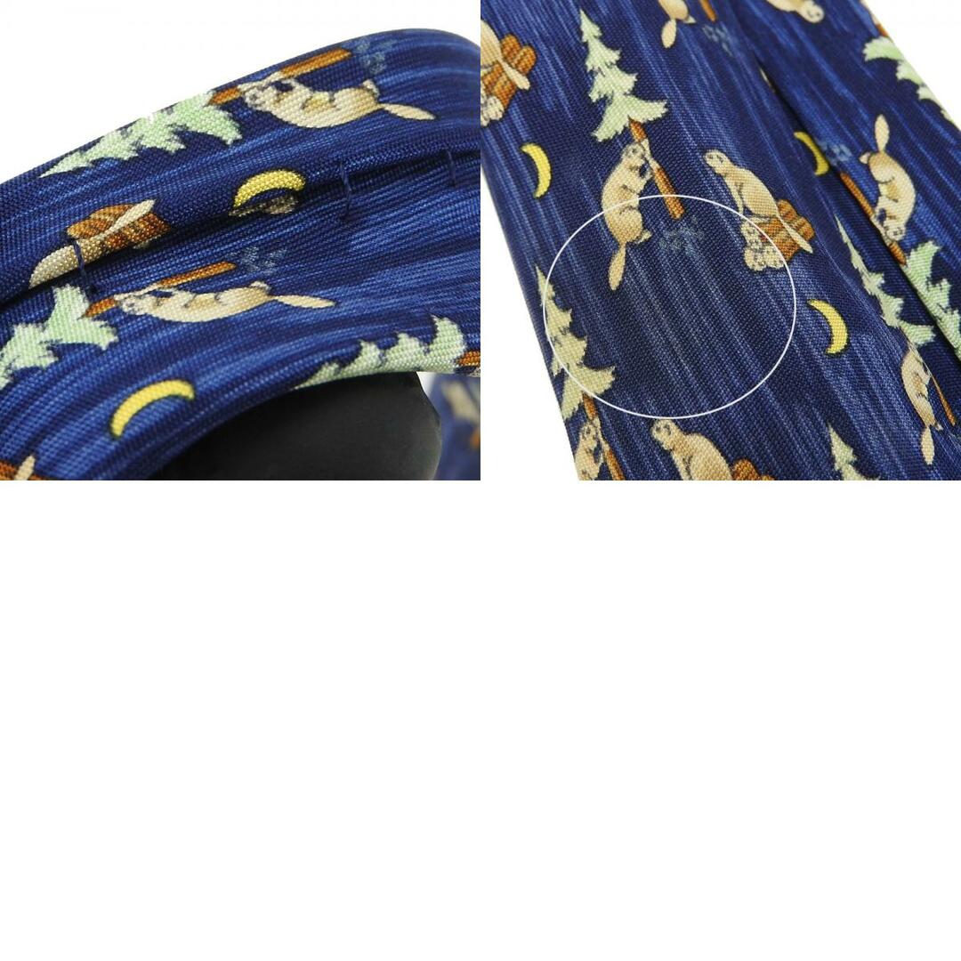 HERMES - 【中古】 エルメス ネクタイ シルク ネイビー ビーバー HERMES - 【中古】 エルメス ネクタイ シルク ネイビー ビーバー