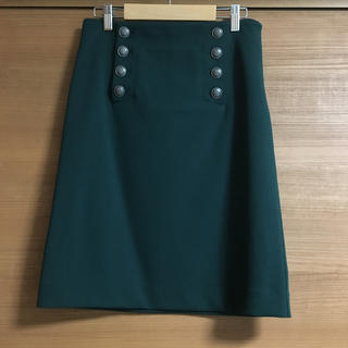 ルーニィ(LOUNIE)の深緑 ヒザ丈スカート 前ボタン(ひざ丈スカート)