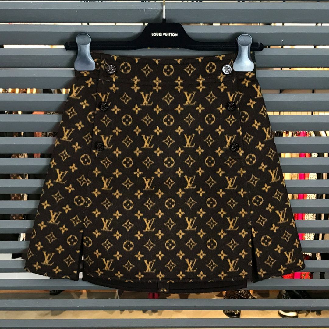 LOUIS VUITTON - 新品同様 ルイヴィトン モノグラム ミニスカート 34 XS ウール シルク