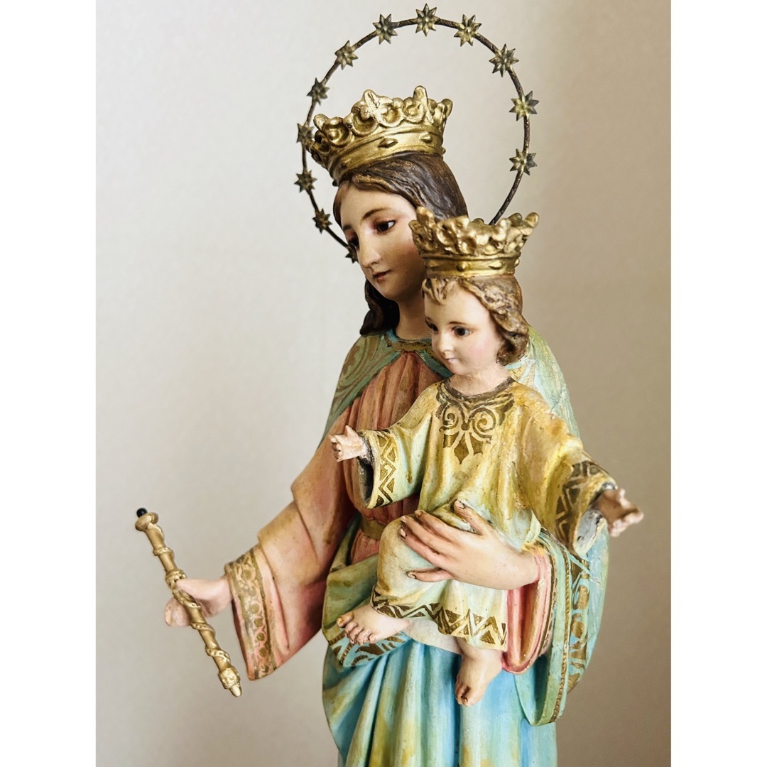 超超希少46cm】✞イエズス様を抱く聖母マリア像 宗教彫刻 超超希少46cm】✞イエズス様を抱く聖母マリア像 宗教彫刻
