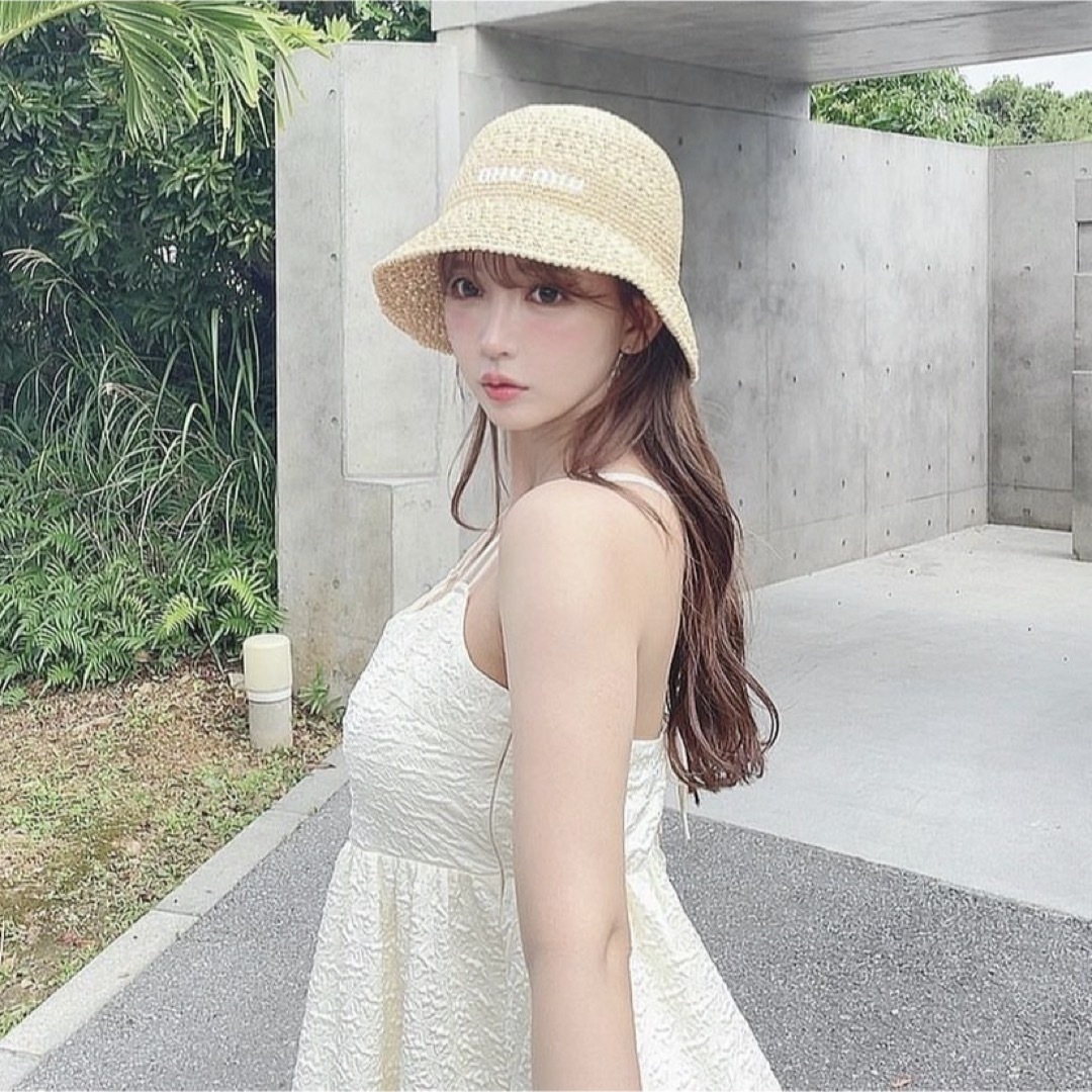 MIUMIU♡MIUMIU麦わらハット♡サイズL♡ - 帽子 MIUMIU♡MIUMIU麦わらハット♡サイズL♡ - 帽子
