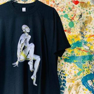 空山基 ②レトロ リプリント Tシャツ 半袖 メンズ 新品 個性的 黒(Tシャツ/カットソー(半袖/袖なし))